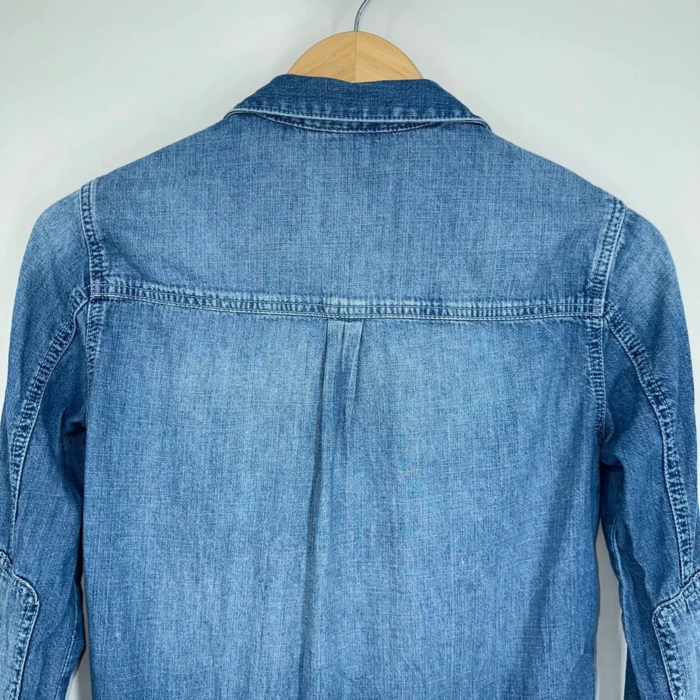 Abercrombie & Fitch Long Sleeve Denim Jean Shorts Romper in Medium Wash A&F - Picture 6 of 7